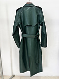 Leather Trench Coat in Green