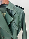 Leather Trench Coat in Green