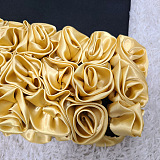 Sophisticated Evening Dress With Golden Roses At Hemline - Black