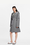 Belted Double Face Hooded Wrap Coat
