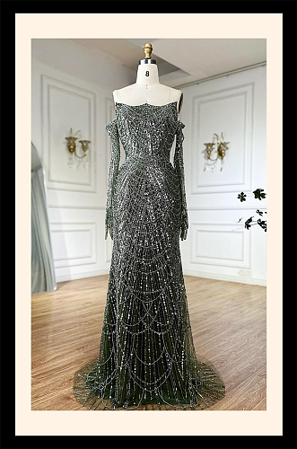 Strapless Beaded Gown