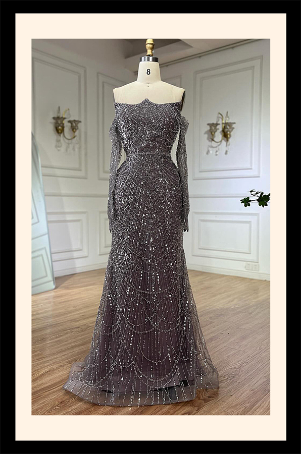 Strapless Beaded Gown