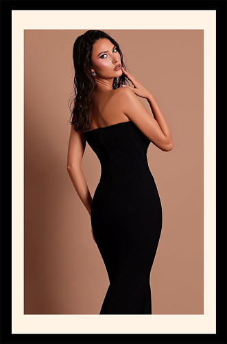 Beaded Strapless Gown