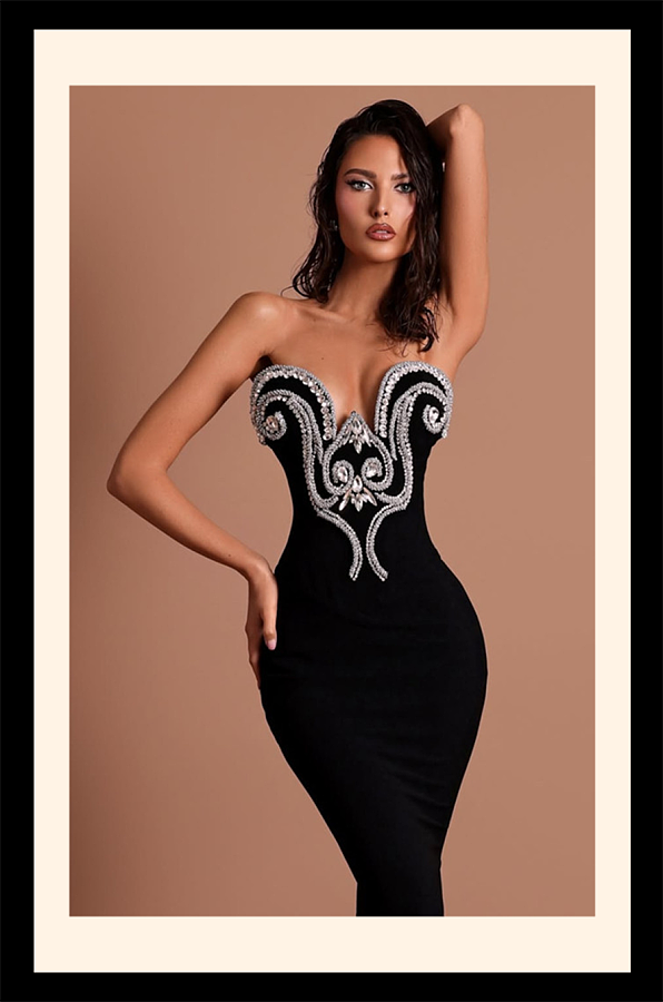 Beaded Strapless Gown