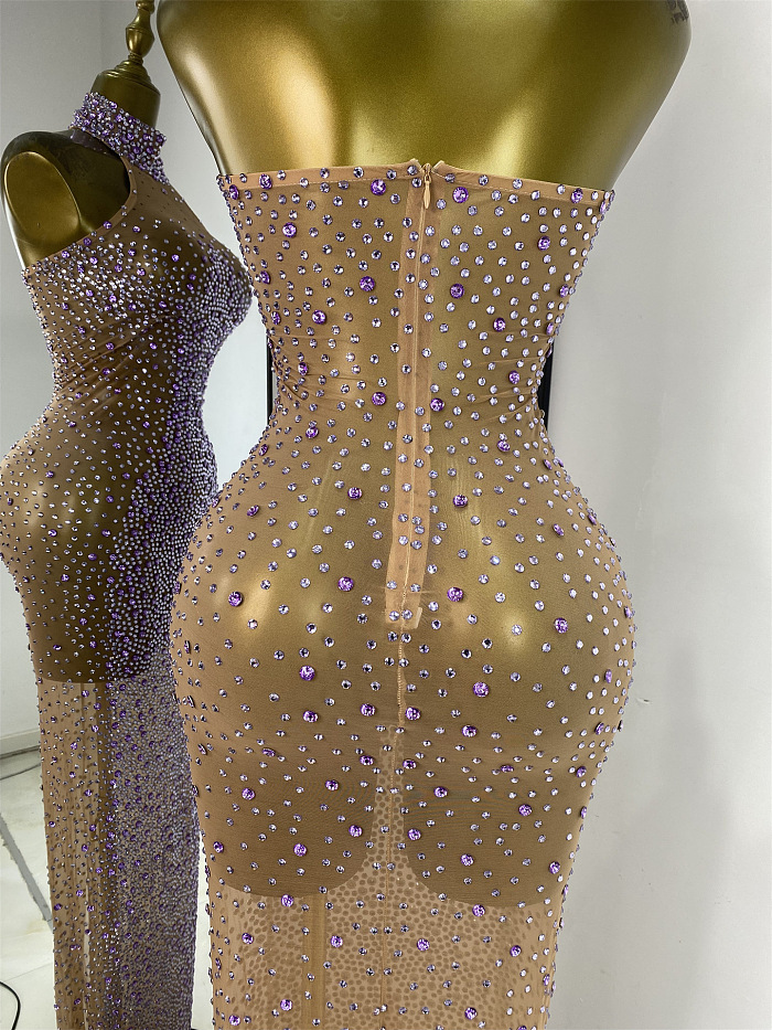 Halter Beaded Evening Gown