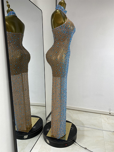 Halter Beaded Evening Gown
