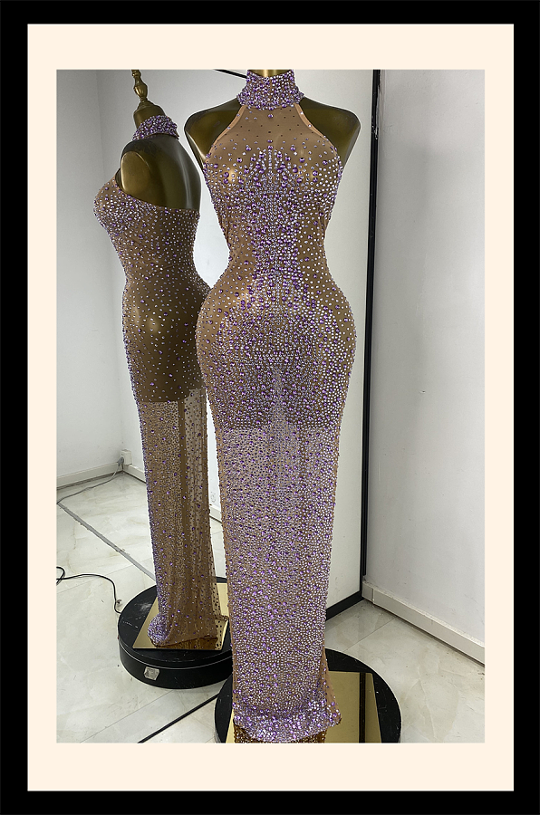 Halter Beaded Evening Gown