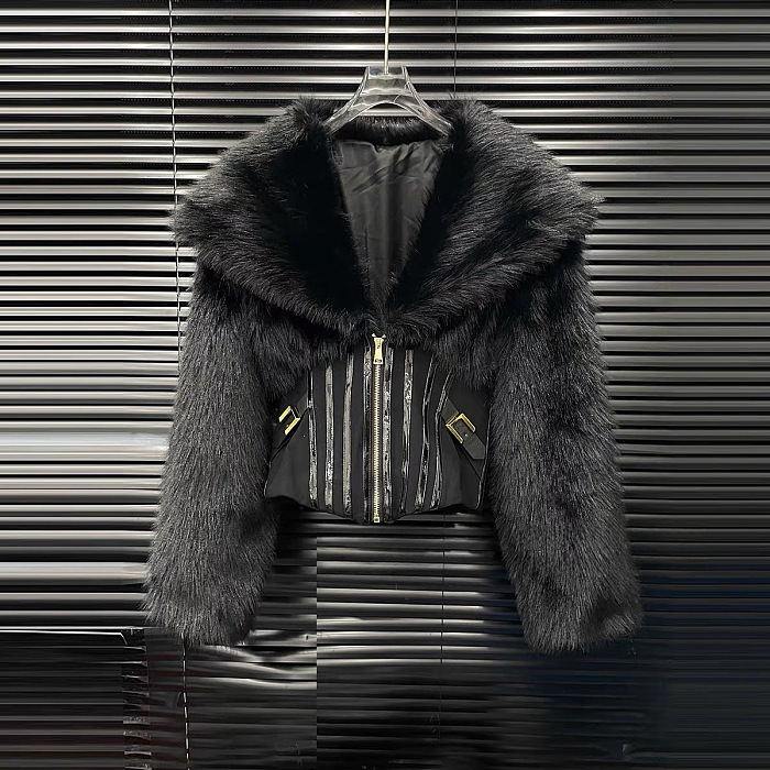 Fur-effect Corset Jacket
