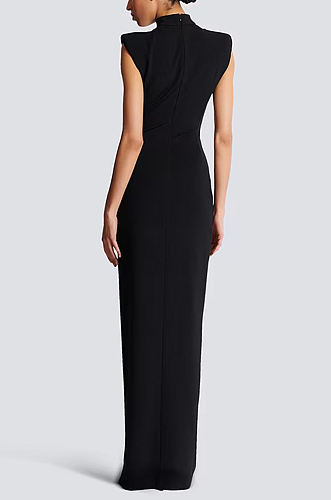 Mock Neck Split Long Dress