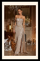 Strapless Ruched Sequin Maxi Dress