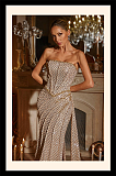Strapless Ruched Sequin Maxi Dress