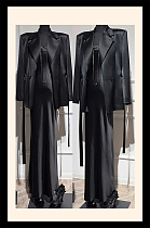 Satin Evening Dress & Blazer Set in Black