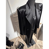 Satin Evening Dress & Blazer Set in Black