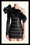 Leather Dress in Wave Hem