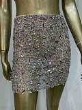 Rhinestone Mini Skirt Set