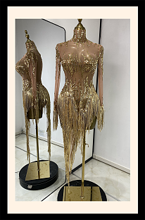 Tassel Evening Dress (Gold)