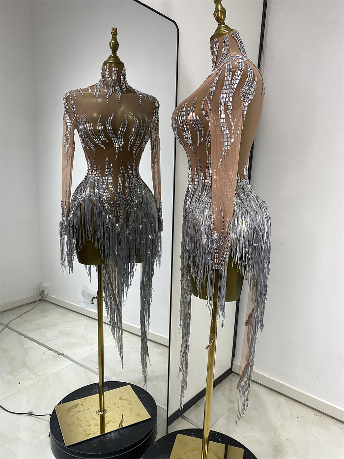 Tassel Evening Dress ( Silver)
