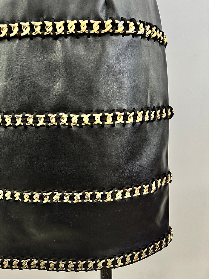 Leather Dress in Wave Hem