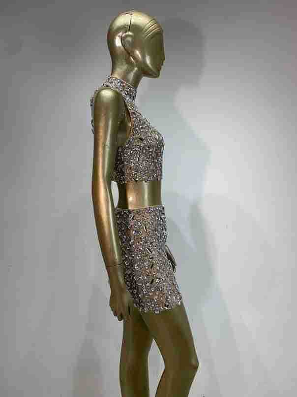 Rhinestone Mini Skirt Set