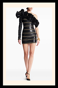 Leather Dress in Wave Hem