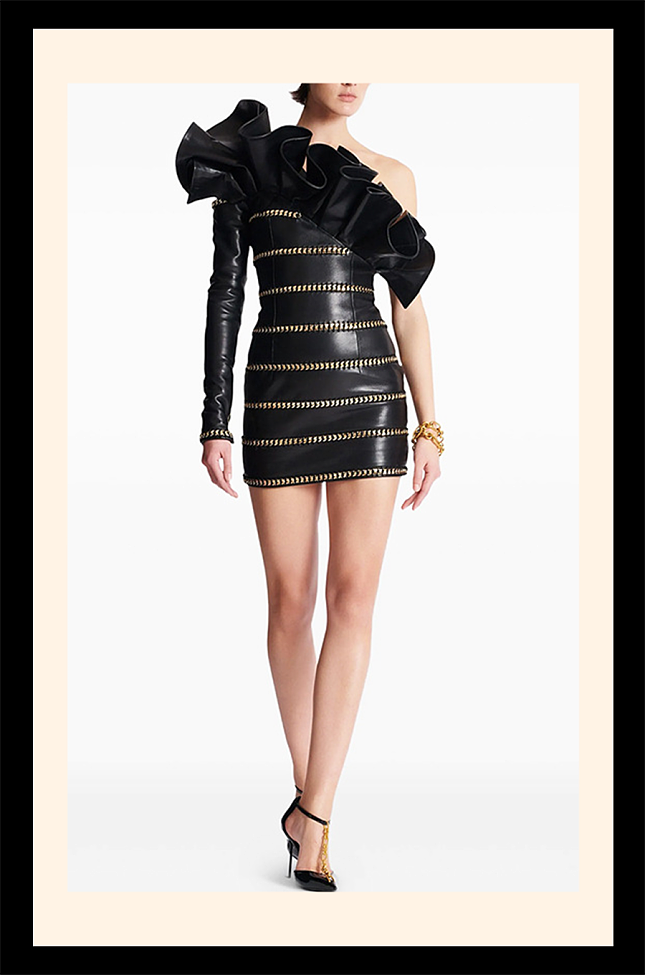 Leather Dress in Wave Hem