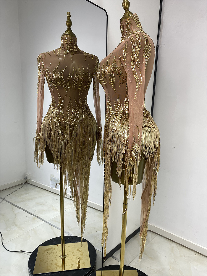 Tassel Evening Dress (Gold)