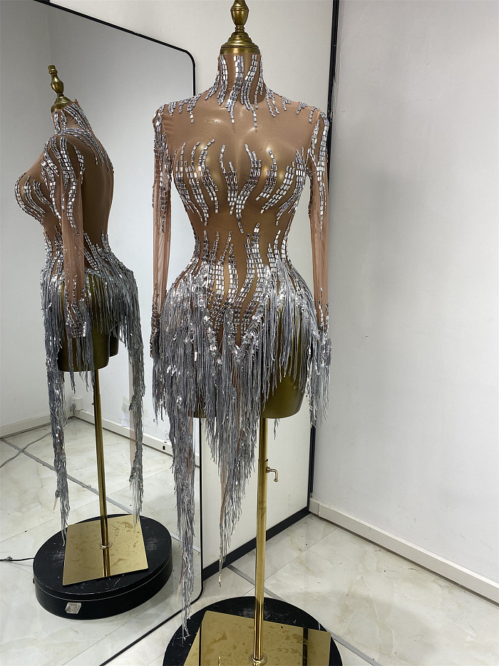 Tassel Evening Dress ( Silver)