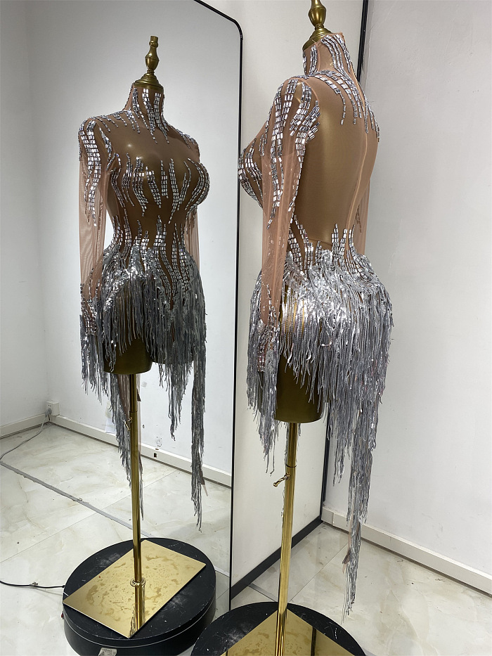Tassel Evening Dress ( Silver)