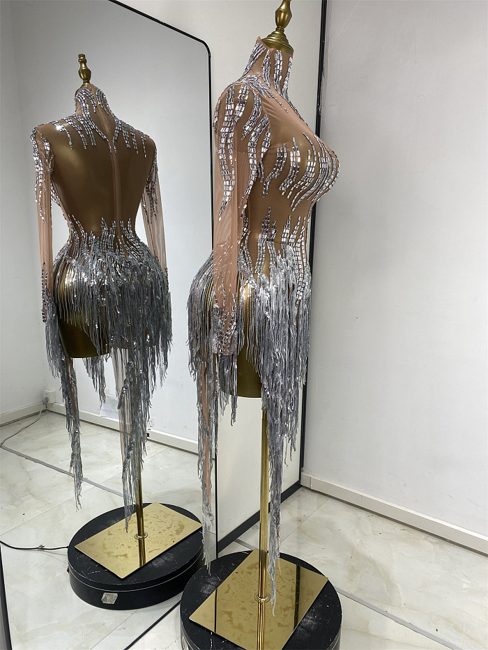 Tassel Evening Dress ( Silver)