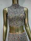 Rhinestone Mini Skirt Set