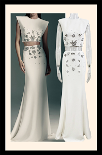 Design Beaded Two-pieces Evening Skirt Set