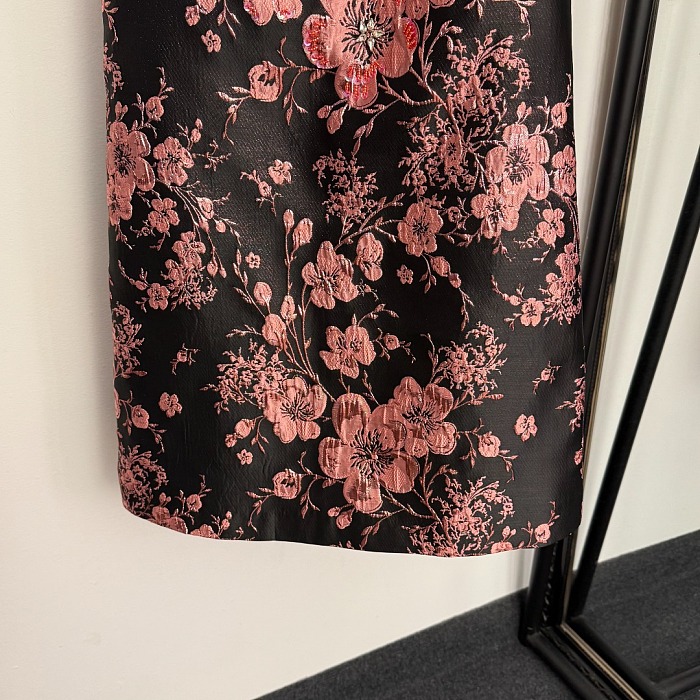 Strapless Jacquard Midi Dress