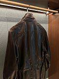 Vintage Double-Breasted Trench-Style Genuine Sheepskin Leather Coat