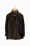Vintage Double-Breasted Trench-Style Genuine Sheepskin Leather Coat