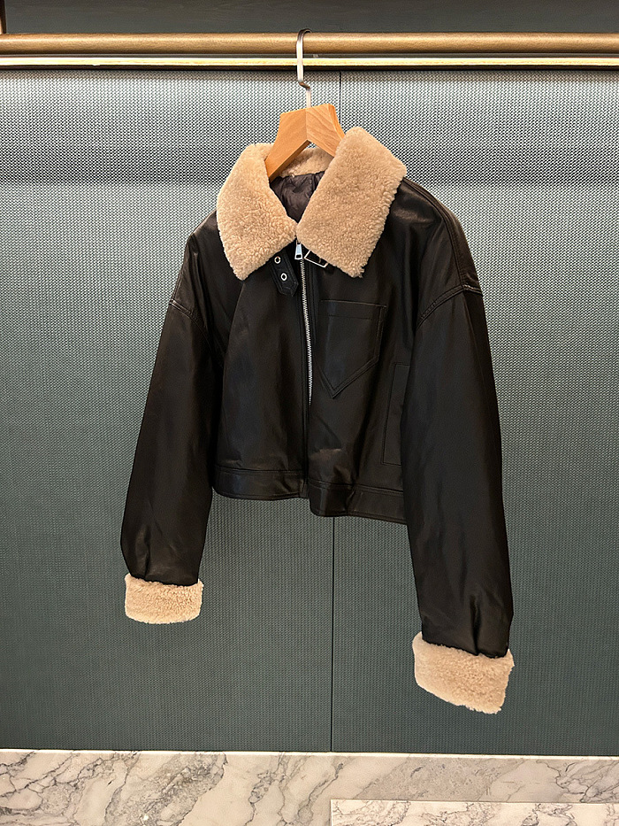 Genuine Leather Short Down Jacket