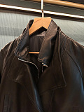 Vintage Double-Breasted Trench-Style Genuine Sheepskin Leather Coat