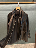 Vintage Double-Breasted Trench-Style Genuine Sheepskin Leather Coat