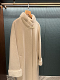 Long Double-Faced Wool Alpaca Coat with Mink Fur Collar and Stand Neck