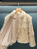 Wavy Curly Shearling Fur Coat in Old-Money Style
