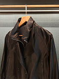 Vintage Double-Breasted Trench-Style Genuine Sheepskin Leather Coat