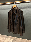 Vintage Double-Breasted Trench-Style Genuine Sheepskin Leather Coat
