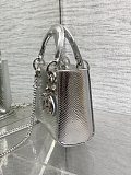 Metallic Snakeskin Mini Lady Dior Silver