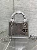 Metallic Snakeskin Mini Lady Dior Silver