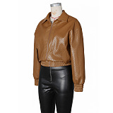 PU Leather Jacket(brown)