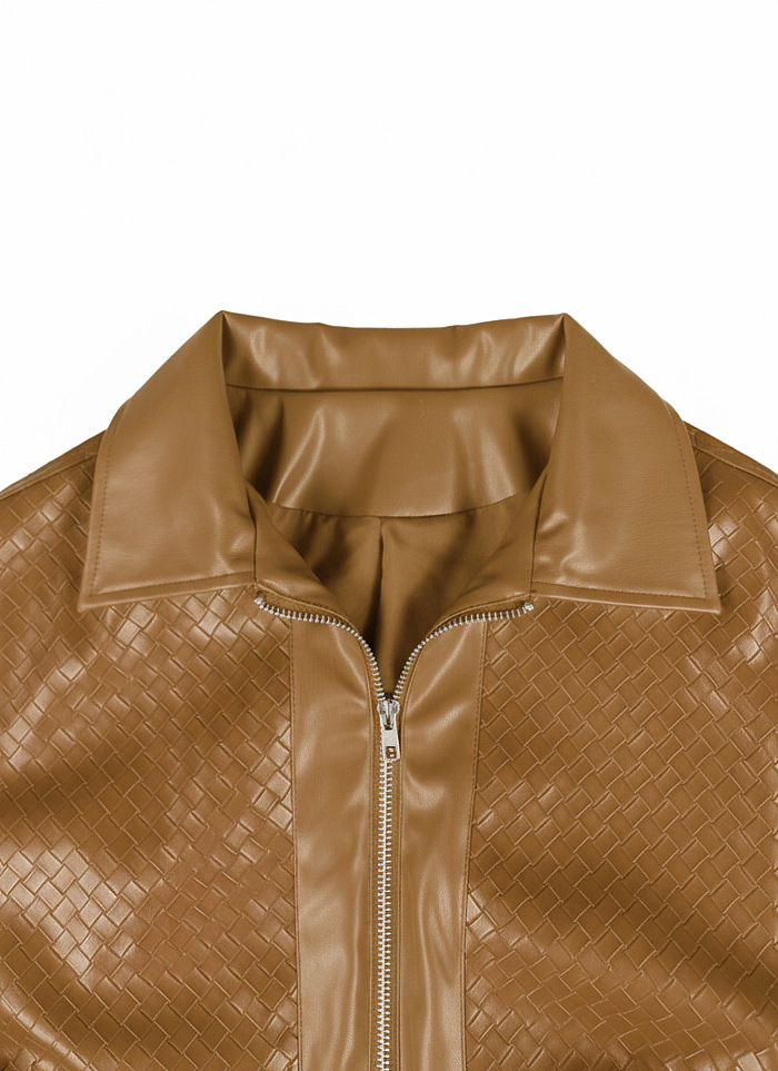 PU Leather Jacket(brown)