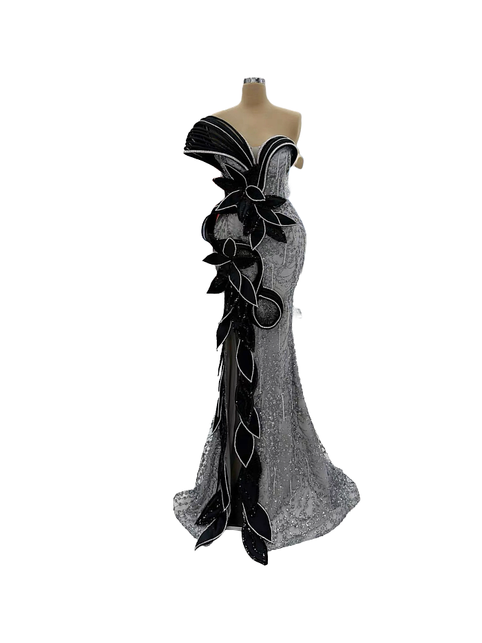 Floor Length Gown with leaf design