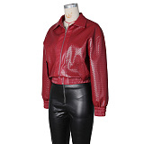 PU Leather Jacket(red)