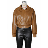 PU Leather Jacket(brown)