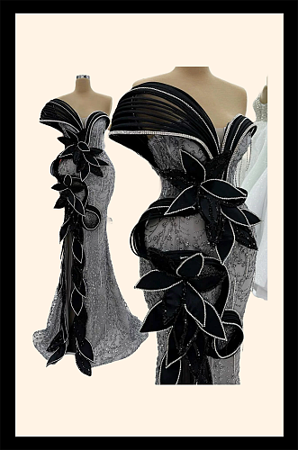 Floor Length Gown with leaf design