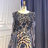 Floor-length Sequins Gown(navy)
